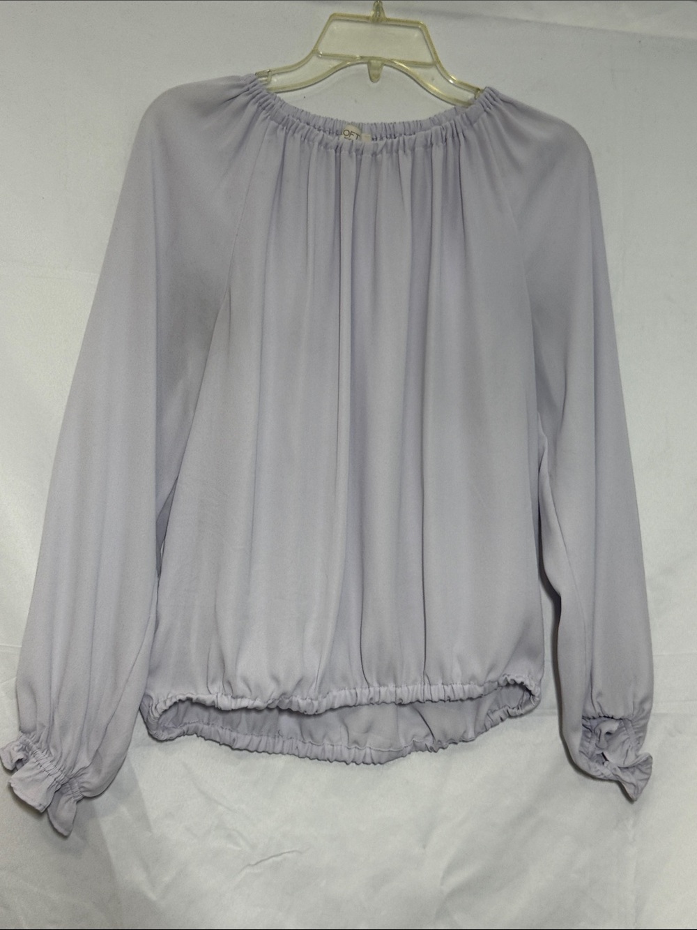 LOFT Light Lavender Long-Sleeve Sheer Peasant Blouse